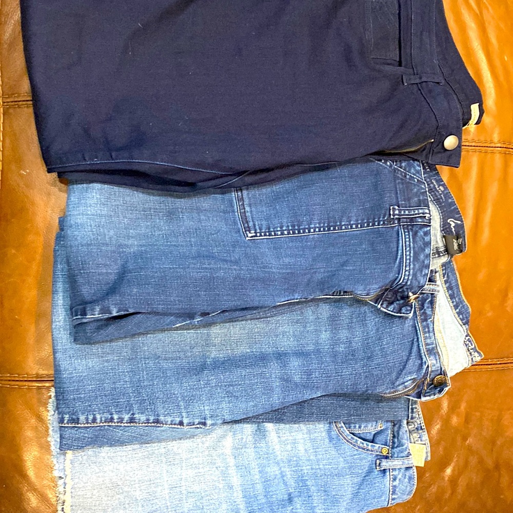 3 pairs of jeans and a pair of shorts